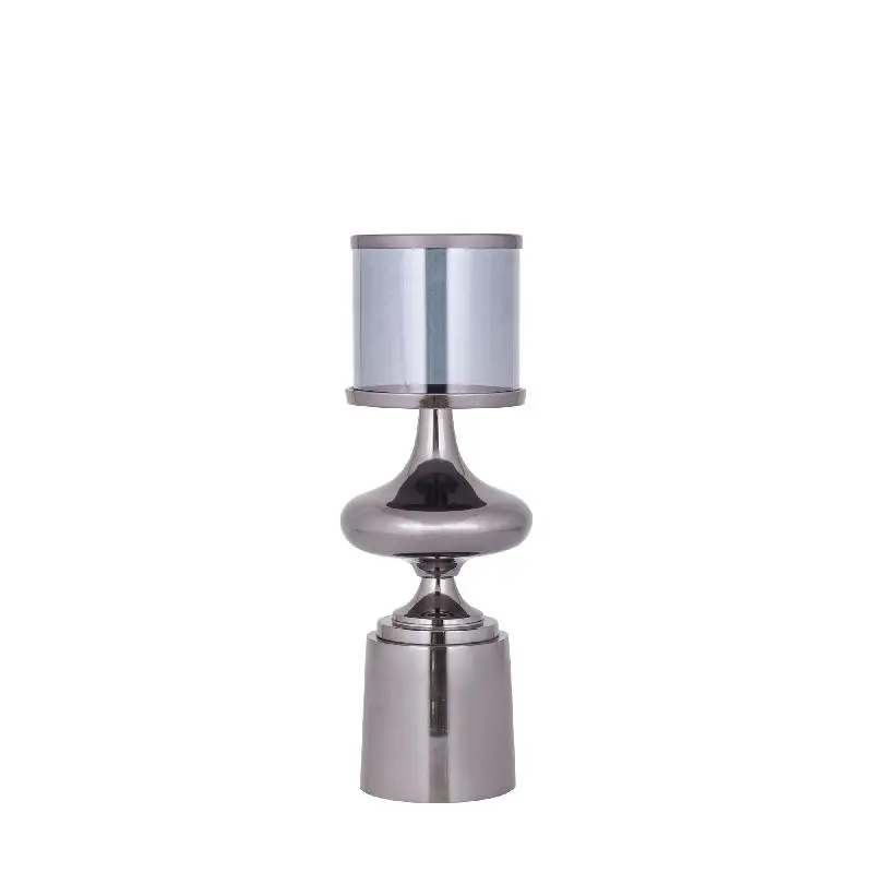 Windlicht – Aluminium Rahmen, Glas Zylinder, Schwarze Farbgebung, S – Uvira | PTMD