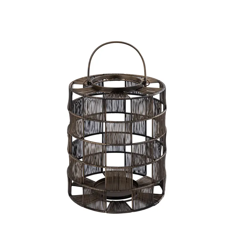 Windlicht aus Eisen mit Drahtdesign & Quadratmuster, S – Stenn | PTMD