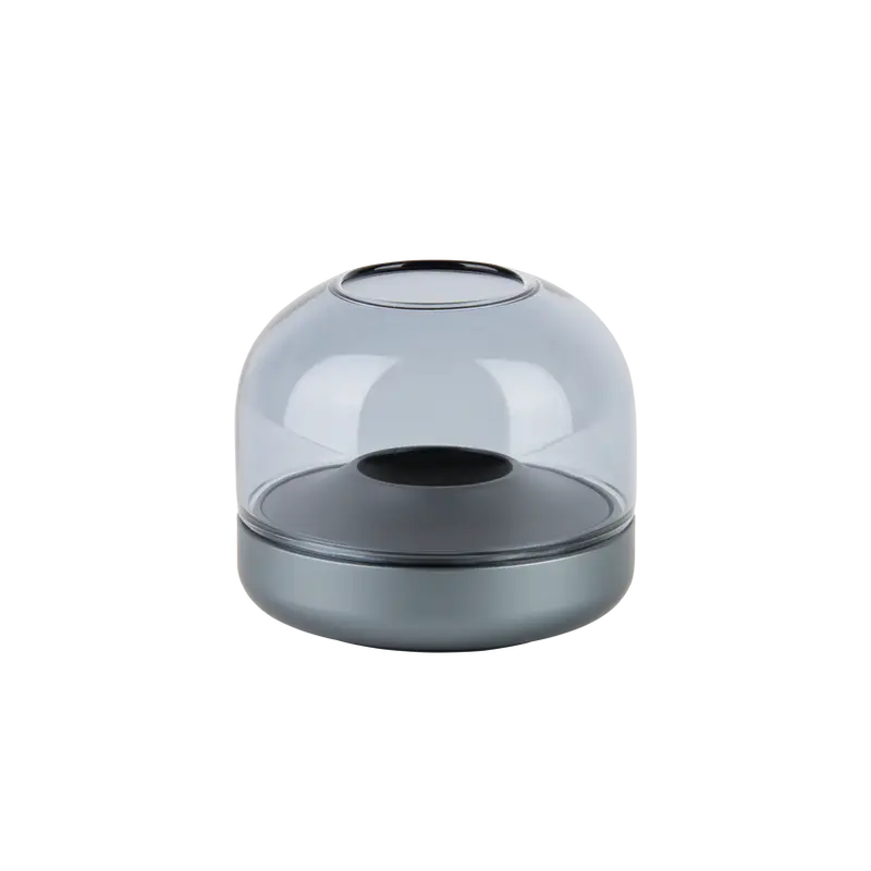 Windlicht aus eloxiertem Aluminium mit gebürstetem Ring und Glasaufsatz – Glow 08 | Kooduu