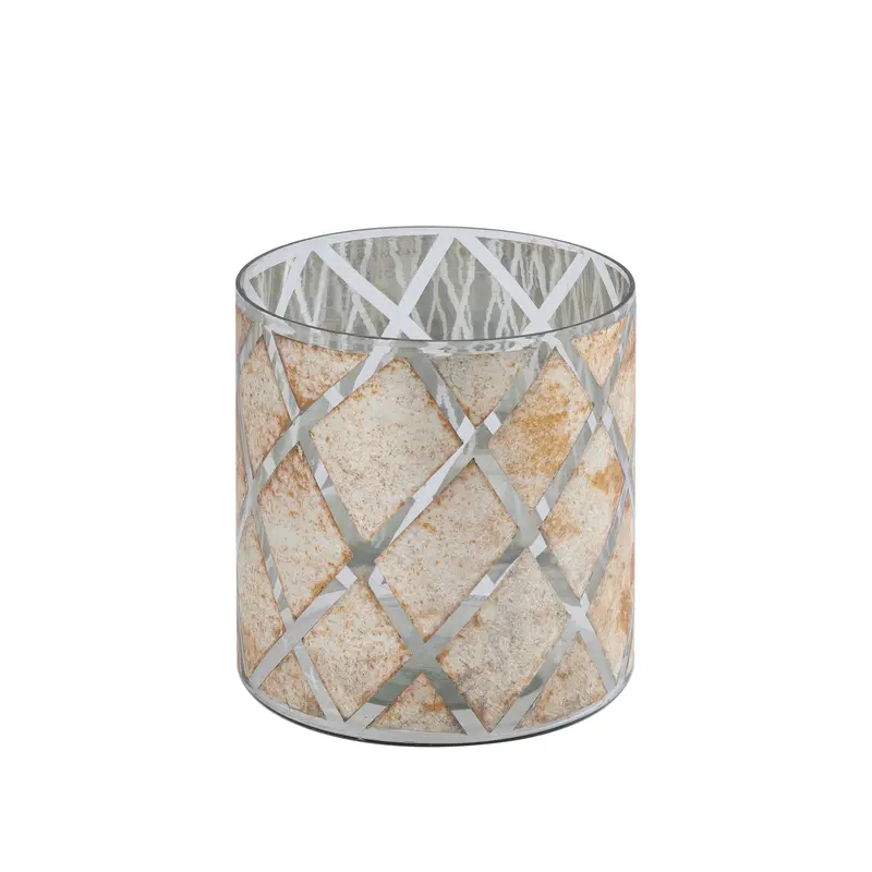 Windlicht aus Glas mit Rautenmuster & Runddesign S – Farisa | PTMD