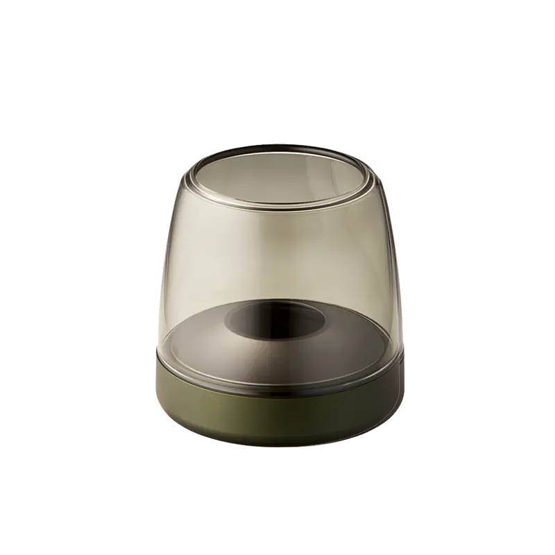 Windlicht aus Glas und Aluminium mit modernem Design und LED-Kerzen-Kompatibilität, Grün – Glow 10 | Kooduu