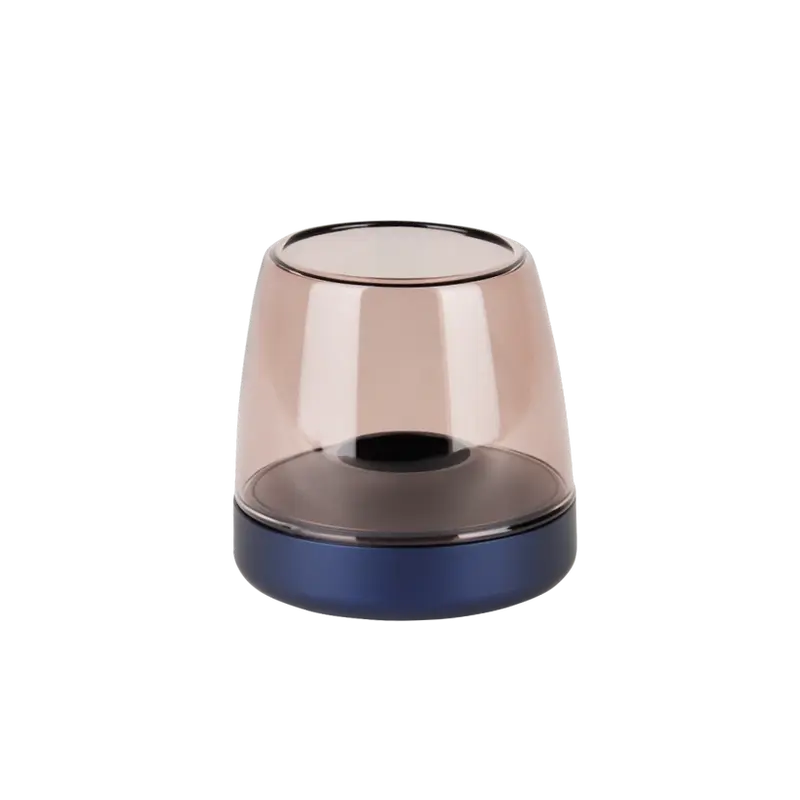 Windlicht aus Glas und Aluminium mit modernem Design und LED-Kerzen-Kompatibilität, Kobaltblau – Glow 10 | Kooduu