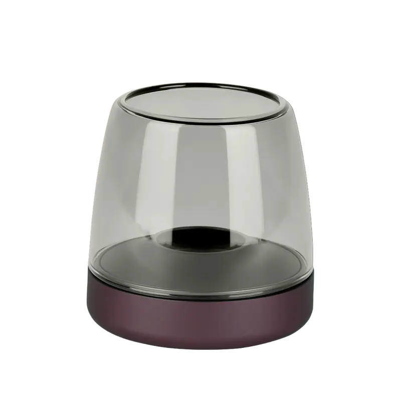 Windlicht aus Glas und Aluminium mit modernem Design und LED-Kerzen-Kompatibilität, Lila – Glow 10 | Kooduu
