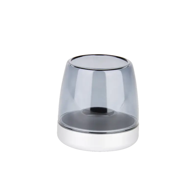 Windlicht aus Glas und Aluminium mit modernem Design und LED-Kerzen-Kompatibilität, Mattes Silber – Glow 10 | Kooduu