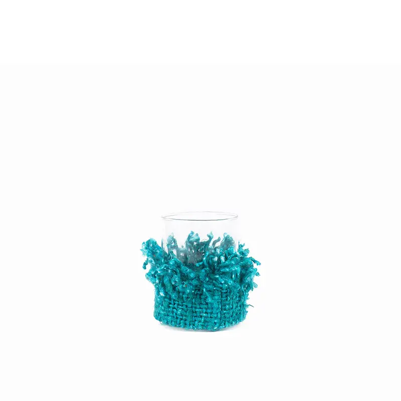Windlicht – Baumwollmaterial, Gestricktes Design, Dekorativer Glasbehälter, M – Oh My Gee | Bazar Bizar Antwerp