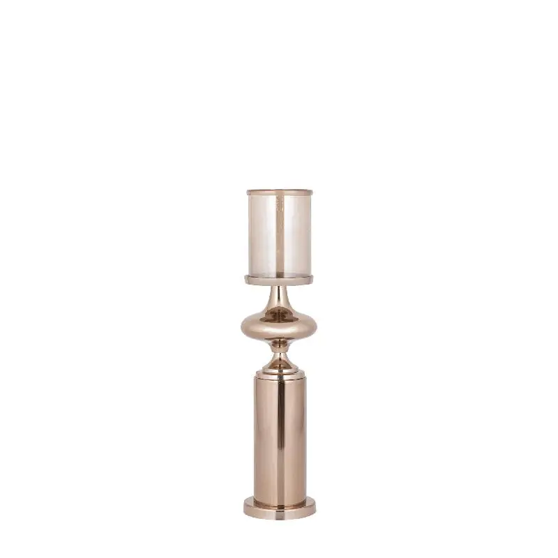 Windlicht – Edelstahl Rahmen, Glas Zylinder, Bronze Farbgebung, M – Rodire | PTMD