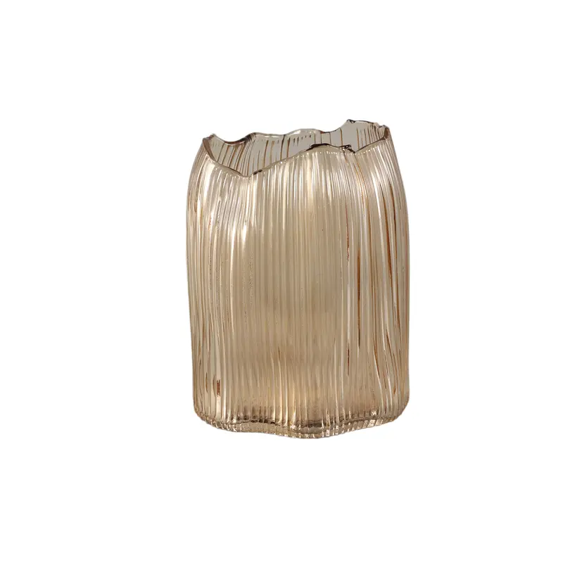 Windlicht – Glas Material, Bronze Ton, Rillen Design – Dewin | PTMD