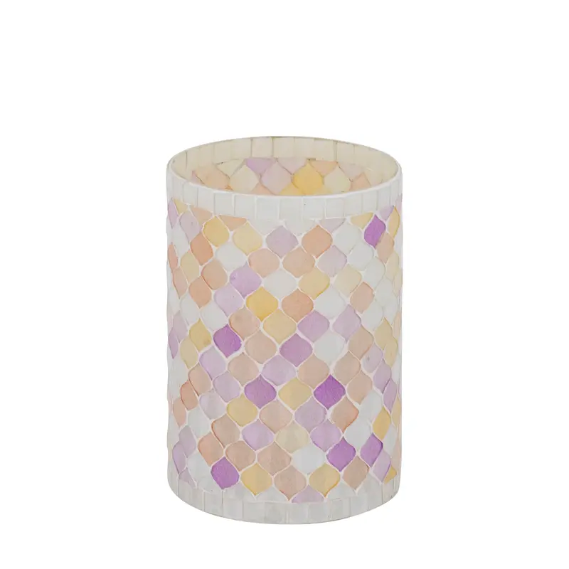 Windlicht – Glas Material, Hellrosa Ton, Mosaik Design, M – Zadie | PTMD