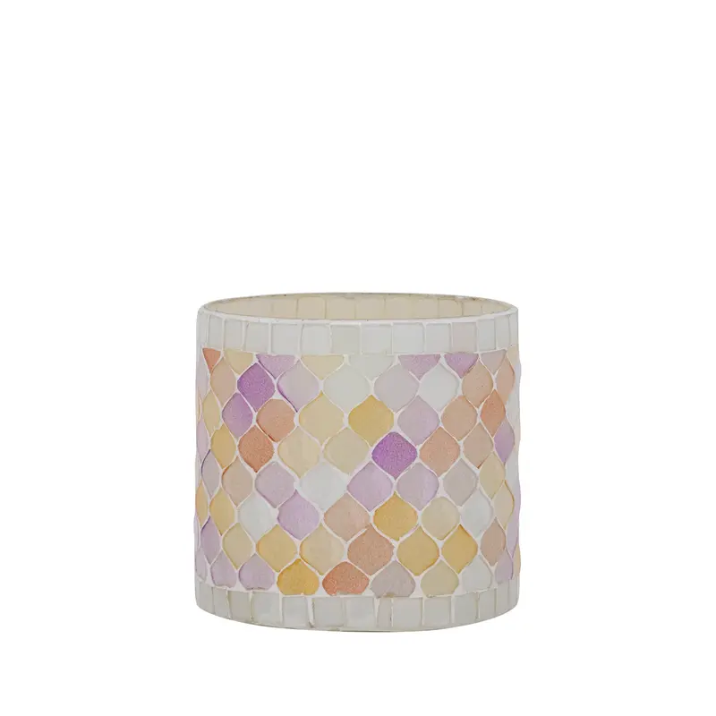Windlicht – Glas Material, Hellrosa Ton, Mosaik Design, S – Zadie | PTMD