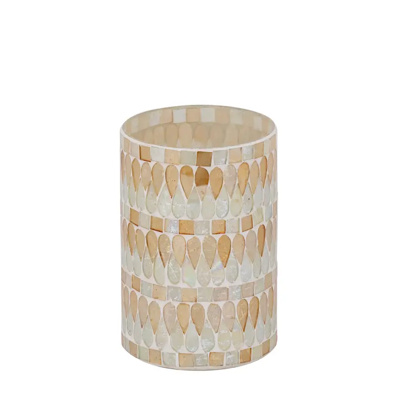 Windlicht – Glas Material, Natur Ton, Mosaik Design, M – Zadie | PTMD