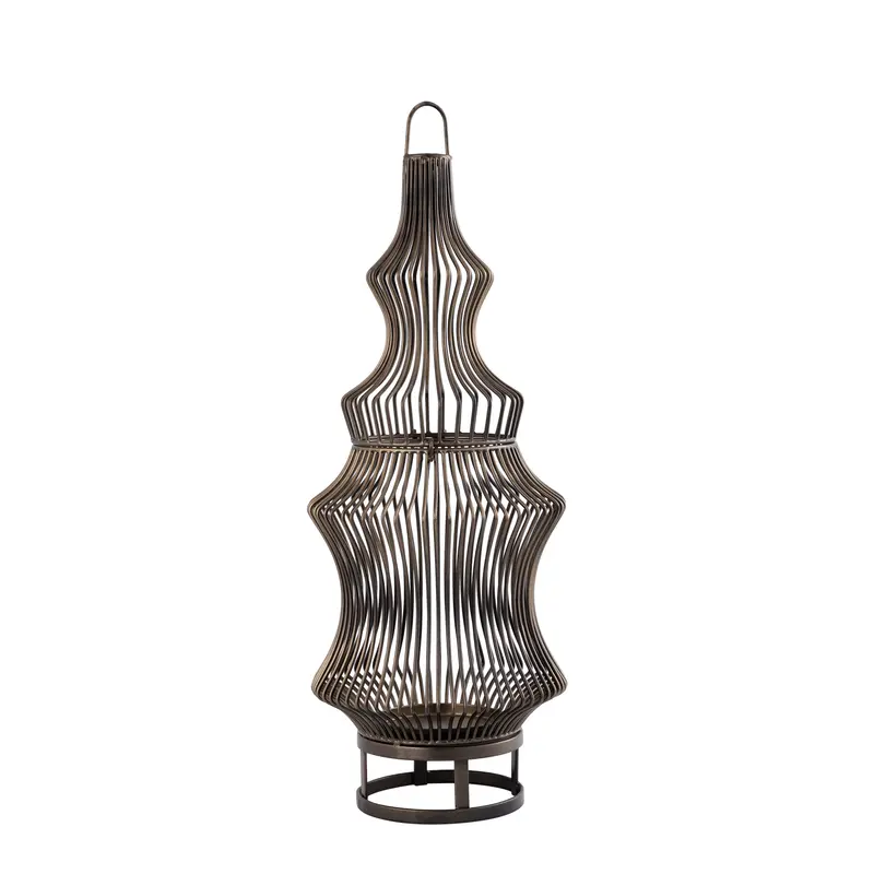 Windlicht - Gold aus Eisen mit rundem Drahtdesign – Tobin | PTMD
