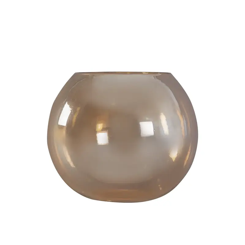 Windlicht – Gold Glas, Runde Form, Glänzende Oberfläche, S - Lenore | PTMD