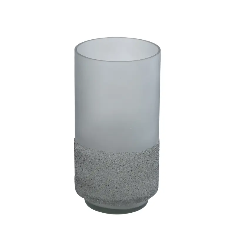 Windlicht – Graues Glas, Runde Form, Gefrosteter Boden, S - Miral | PTMD