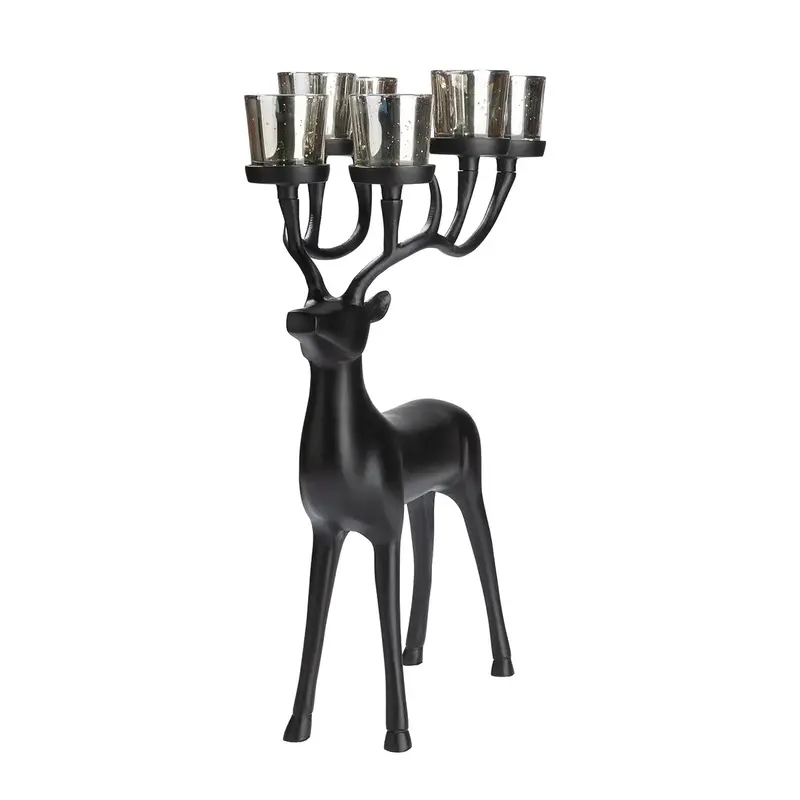 Windlicht – Mattes Aluminium, Vernickelte Oberfläche, Hirsch Silhouette - Ciervo | Gilde