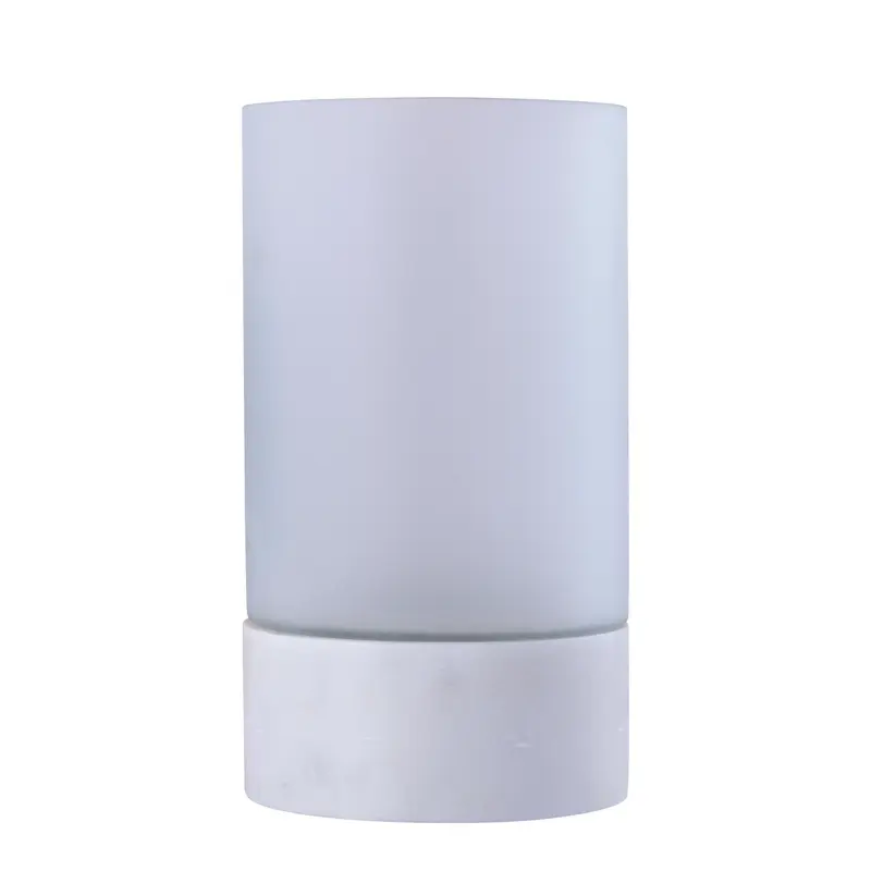 Windlicht – Mattes Glas, Marmor Sockel, Weiße Farbe, L – Conree | PTMD