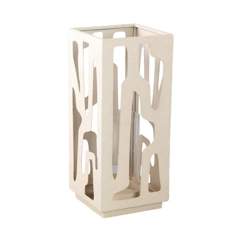 Windlicht – Metallrahmen, Durchbrochenes Design, Glaseinsatz, L – Dewey | PTMD