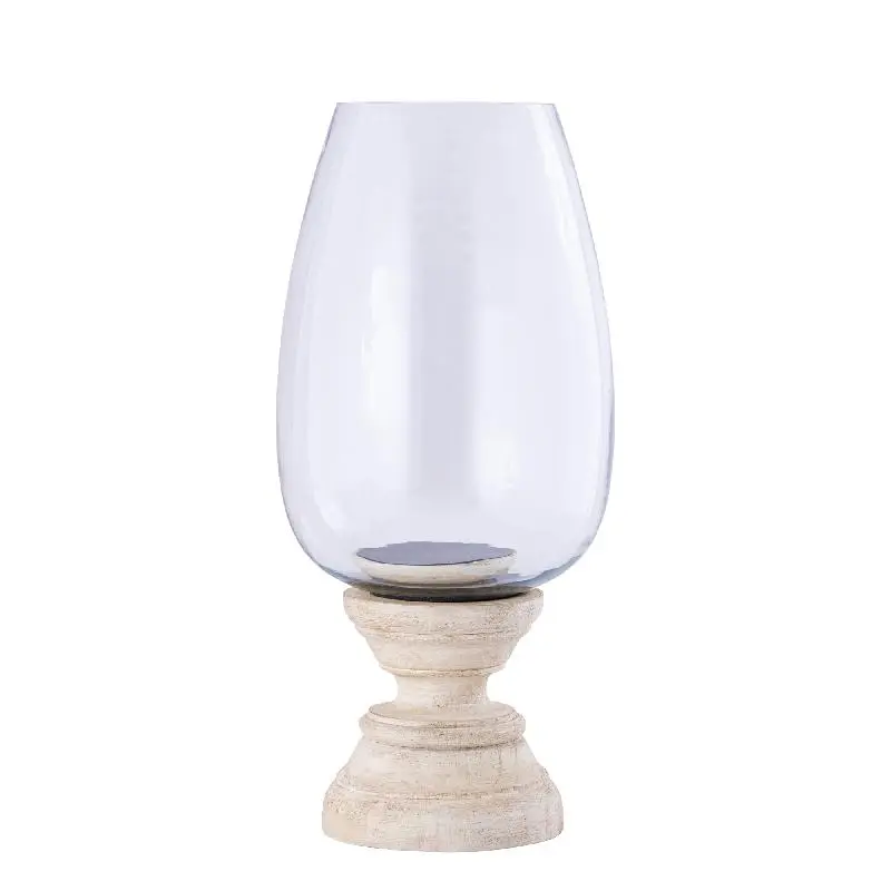 Windlicht – Modernes Design, Quadratische Form, Mangoholz Glas Material, Creme, XL – Qez | PTMD