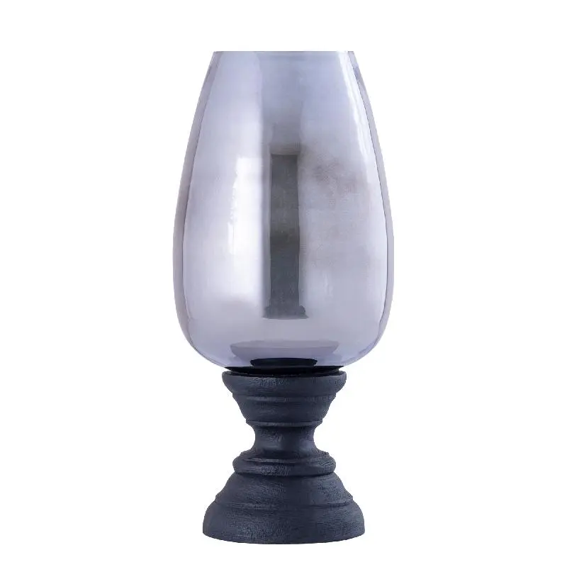 Windlicht – Modernes Design, Quadratische Form, Mangoholz Glas Material, Schwarz, XL – Qez | PTMD