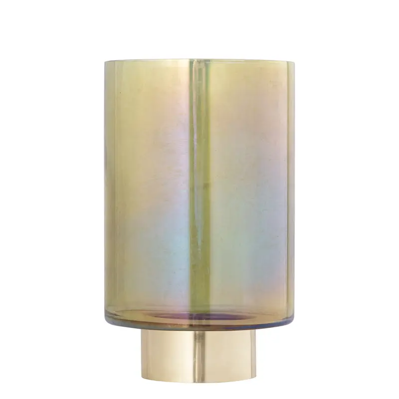 Windlicht – Modernes Design, Runde Form, Glas Metall Material, Grün, L – Norah | PTMD
