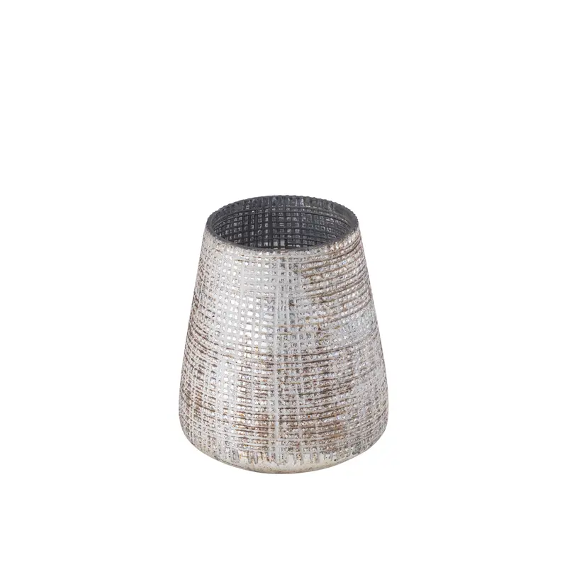 Windlicht – Muster Design, Runde Form, Glas Material, Creme, S – Damin | PTMD