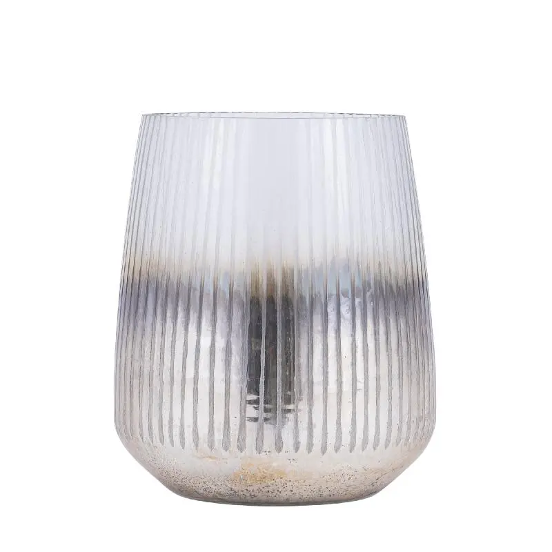 Windlicht – Rundes Glasdesign, Geätzte Oberfläche, Goldene Farbgebung, L – Shelva | PTMD