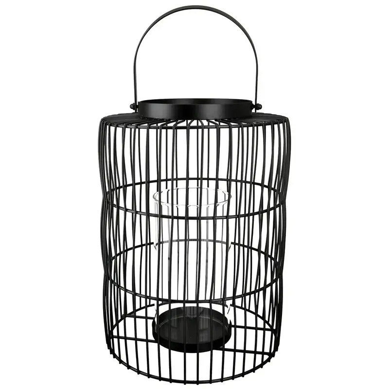 Windlicht – Schwarzes Metall, Elegante Bühne, Stilvoller Glaseinsatz, 35 cm - Stage | Gilde