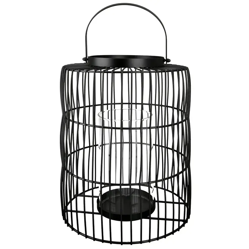 Windlicht – Schwarzes Metall, Elegante Bühne, Stilvoller Glaseinsatz, 44 cm - Stage | Gilde