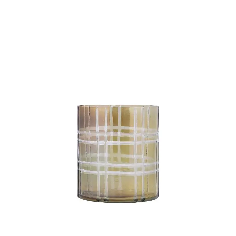 Windlicht – Streifen Design, Runde Form, Glas Material, Grün, S – Divit | PTMD