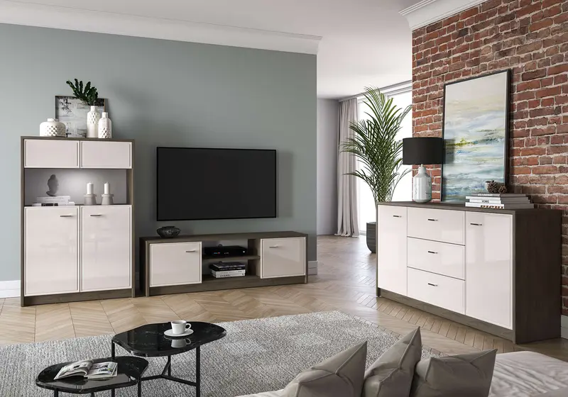 Wohnzimmer Set 3-teilig – AVANTE – Modernes Möbelset mit LED-Beleuchtung und viel Stauraum