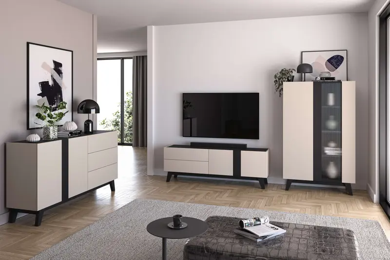 Wohnzimmer Set 3-teilig – FRESHION – Modernes Design mit stilvollem Stauraum