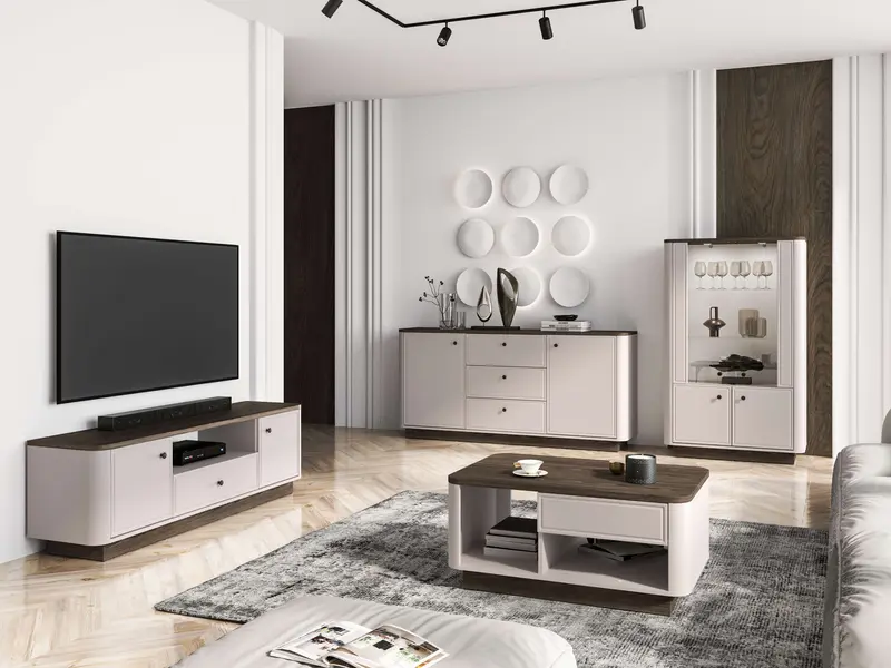 Wohnzimmer Set 4-teilig – VILAVIO – Modernes Möbelset mit LED-Beleuchtung
