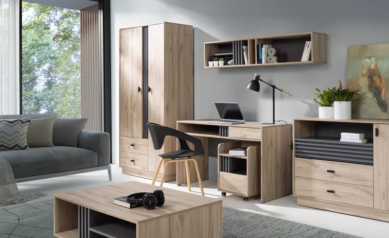 Wohnzimmer-Set – 6-teilig – ALLMO System – Sonoma Eiche – Wohn- und Arbeitsraum-Möbelpaket