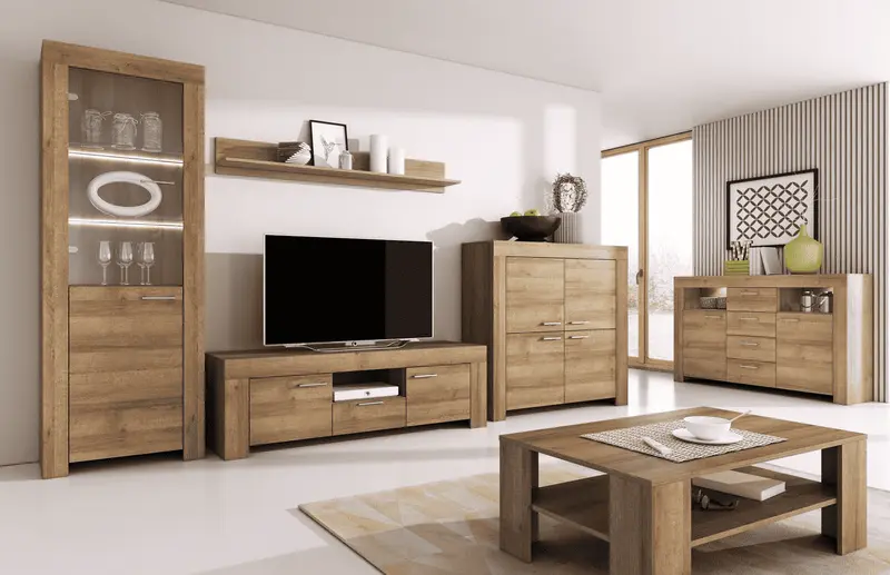 Wohnzimmer-Set – SKY – 6-teilig Sonoma Eiche im modernen Stil