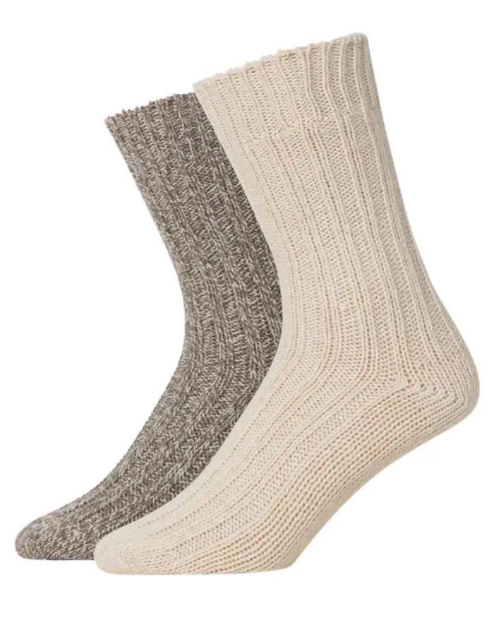 Wollsocken Norwegian 2er Set I  I Brown/Off White