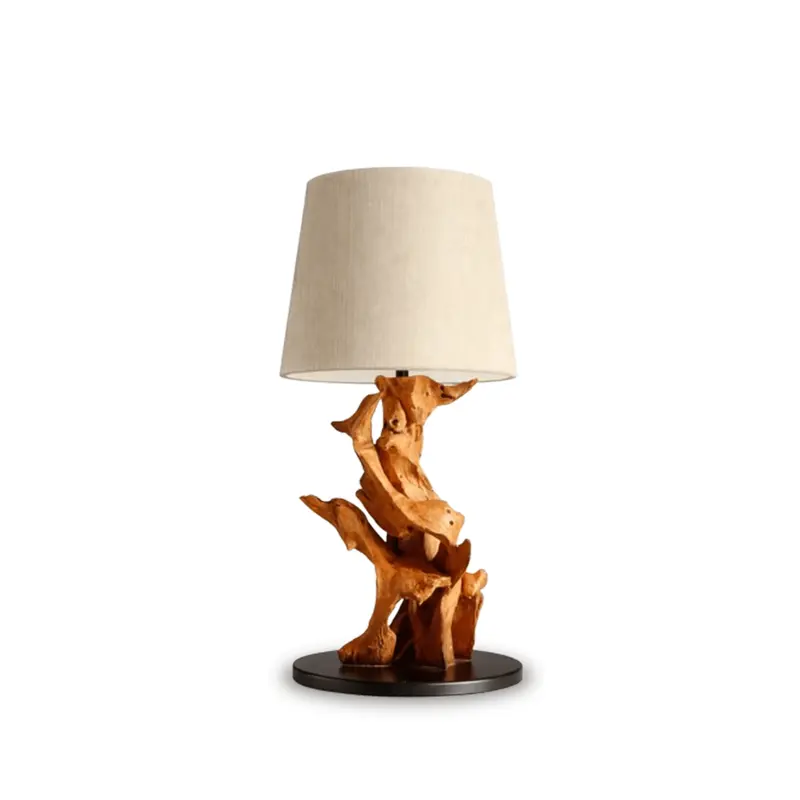 Wurzelholz Tischlampe IKAL Höhe 82 cm inkl. Lampenschirm