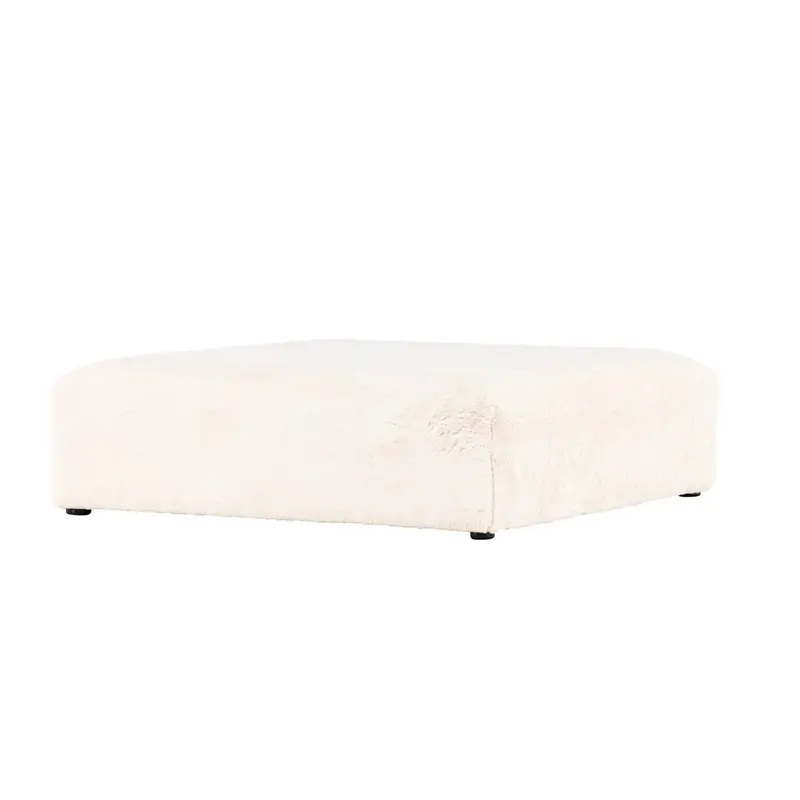 XL-Pouf Polsterhocker Davie 100*100cm aus Kunstfell - Beige