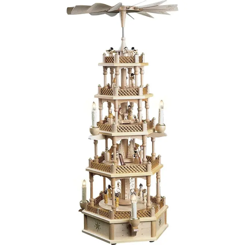 XL Weihnachtspyramide "Weihnachtsgeschichte" mit Figuren und Motor, 75 cm