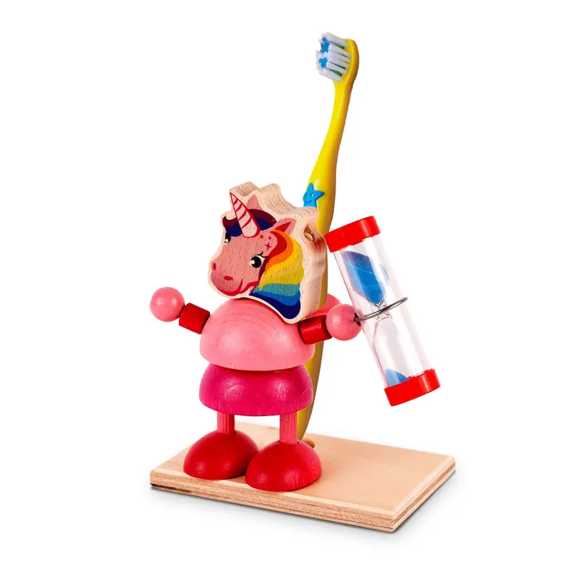 Zahnputzuhr "Einhorn", farbig, 10 cm