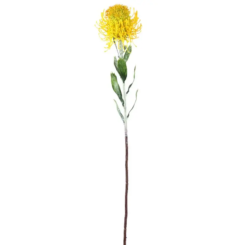 Zweigpflanze – Gelber Protea-Zweig mit Blättern aus Polyester | PTMD