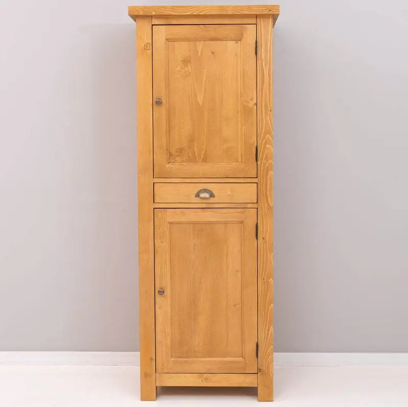 Zweitüriger Hochschrank aus Massivholz mit Schublade - Geschirrschrank