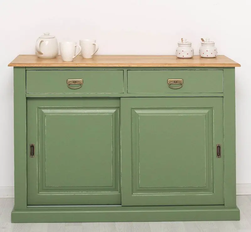 Zweitüriges Sideboard mit Schubladen aus Massivholz - Kommode mit Schiebetüren